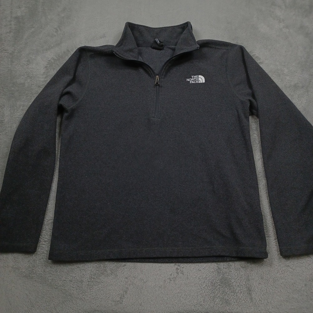 North Face Sweater Mens Large Gray 1/4 ZIp Fleece Pullover Outdoor